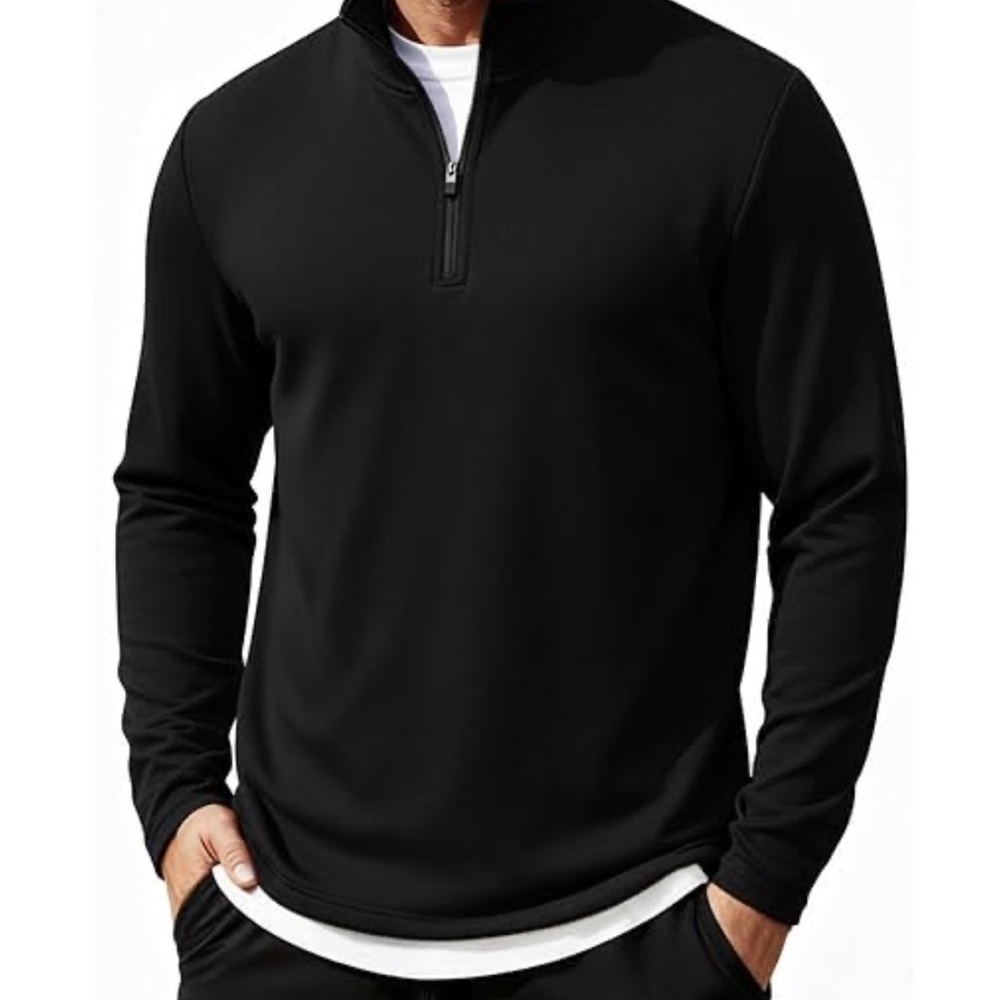 Banana Republic Men's Black Quarter-Zip Pullover 100% Cotton